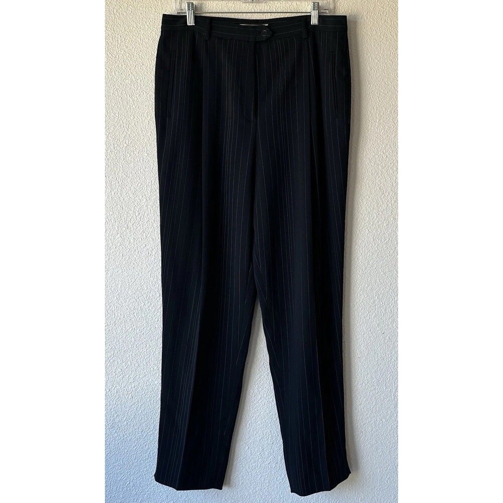Garfield & Marks Sydney Trouser Black Pinstriped Pants Women's Size 14 Slacks